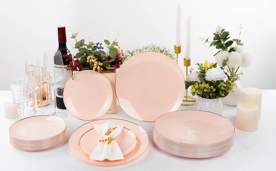 Pink Plates with Gold Rim A1
