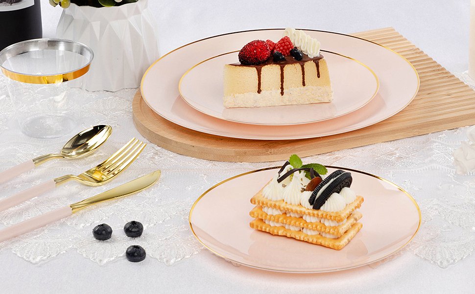 Pink Plates with Gold Rim A2