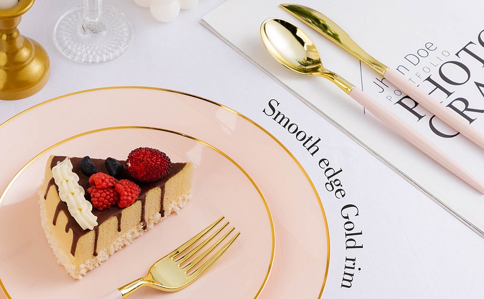 Pink Plates with Gold Rim A3