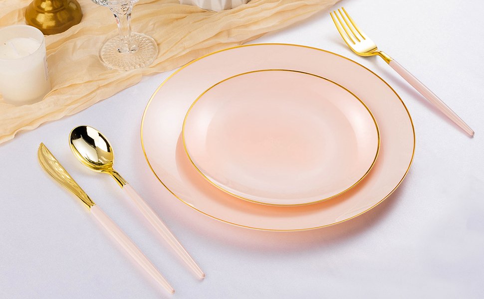 Pink Plates with Gold Rim A4