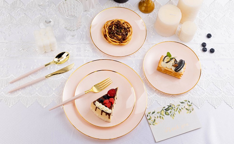 Pink Plates with Gold Rim A5