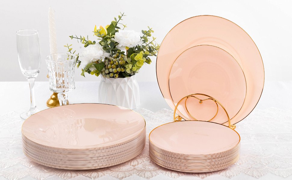 Pink Plates with Gold Rim A6