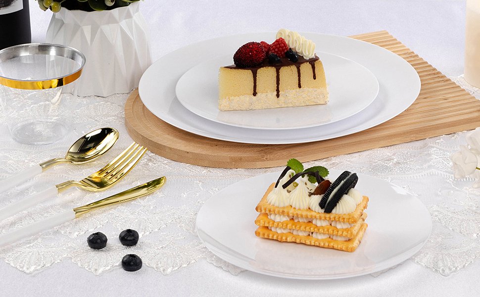 Pure White Plates with Gold Rim A2