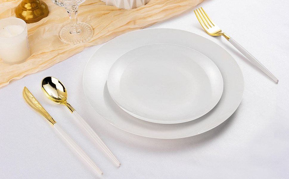 Pure White Plates with Gold Rim A4