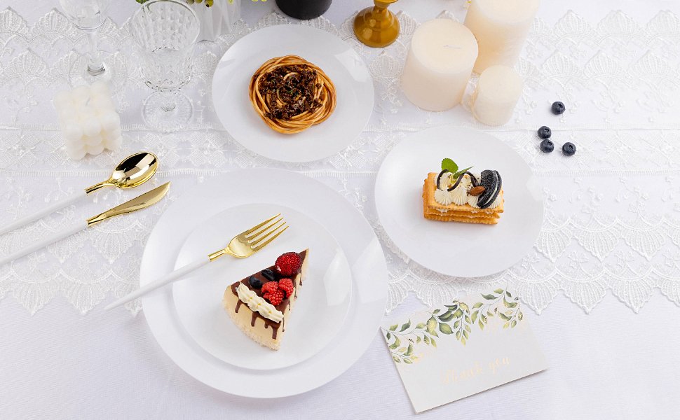 Pure White Plates with Gold Rim A5