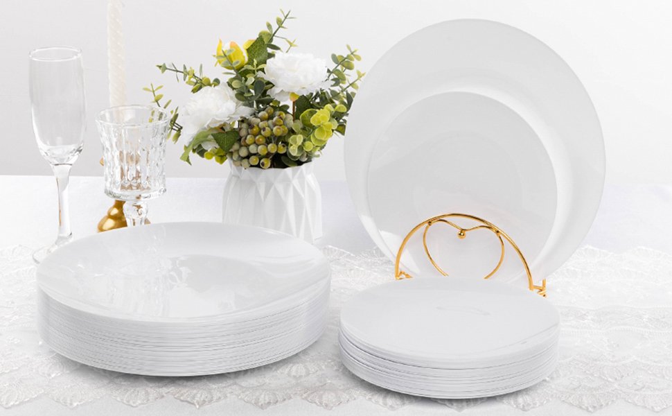 Pure White Plates with Gold Rim A6