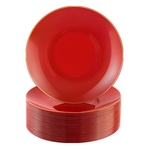 Red Plates with Gold Rim