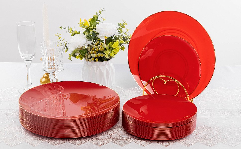Red Plates with Gold Rim A6