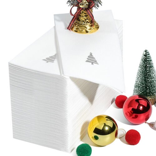 Silver Christmas Tree Napkins