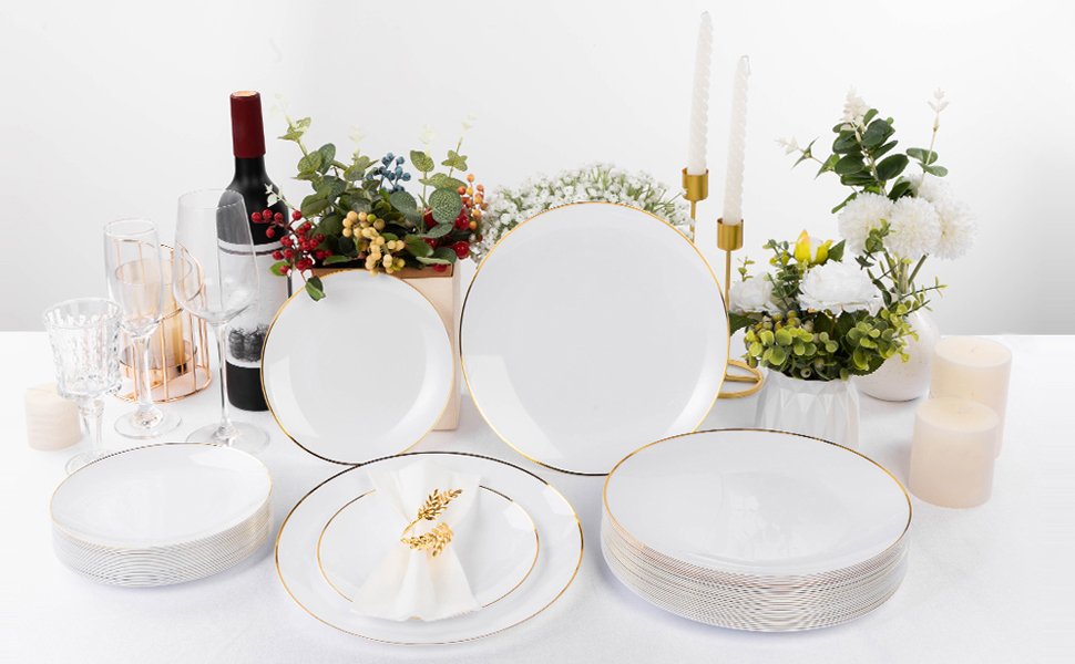 White Plates with Gold Rim A1