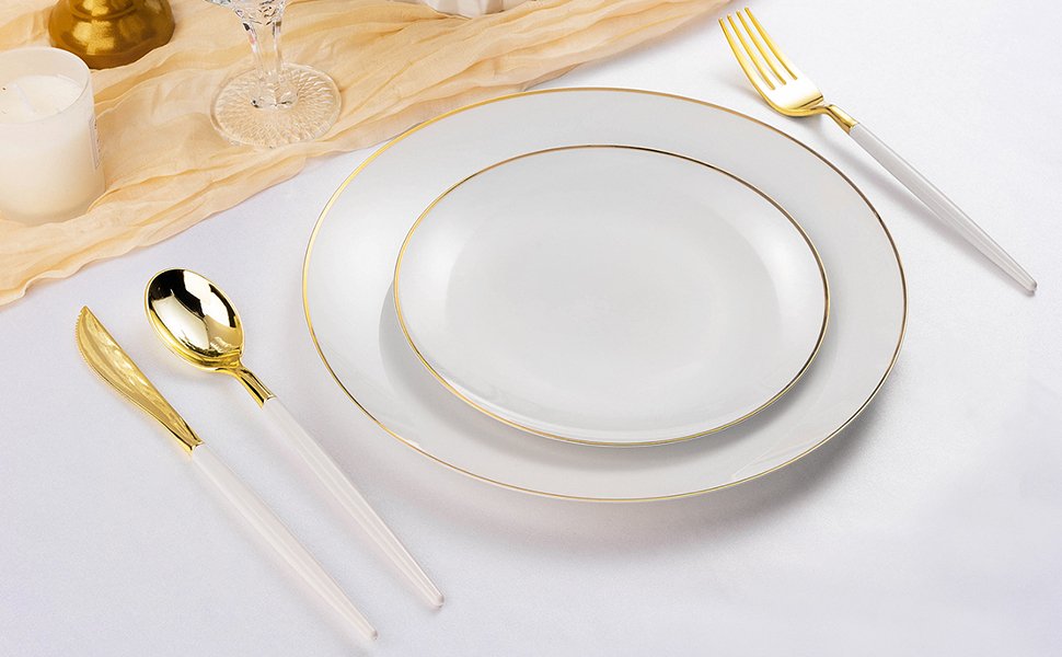 White Plates with Gold Rim A4