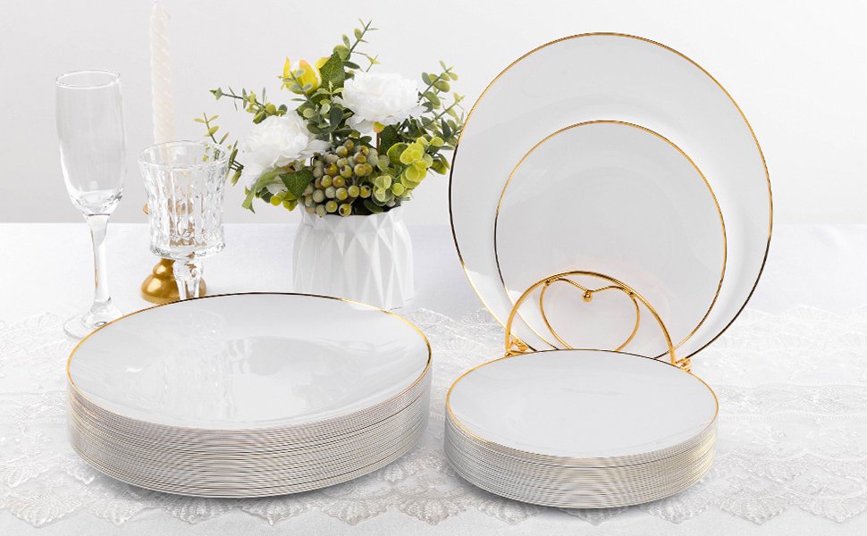 White Plates with Gold Rim A6